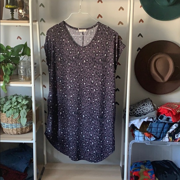 Grey Leopard Relaxed Tshirt Dress - Picture 1 of 3